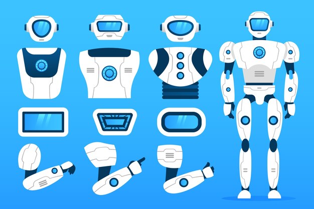 Ilustración de constructor de personajes de robot degradado