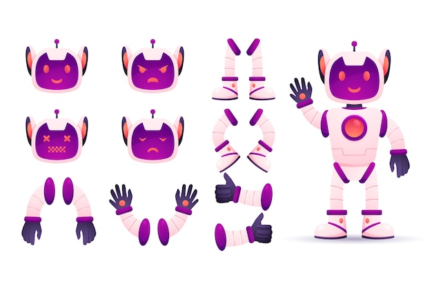 Ilustración de constructor de personajes de robot degradado