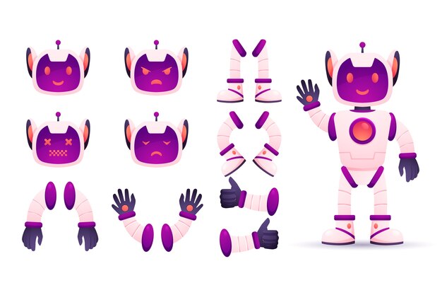 Ilustración de constructor de personajes de robot degradado