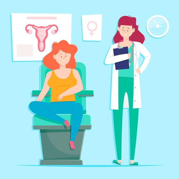 Ilustración de consulta de ginecología