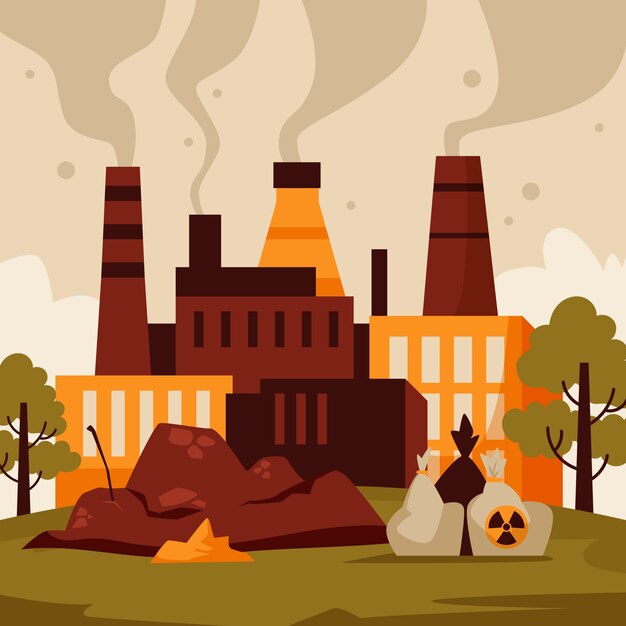 Ilustración de contaminación ambiental dibujada a mano