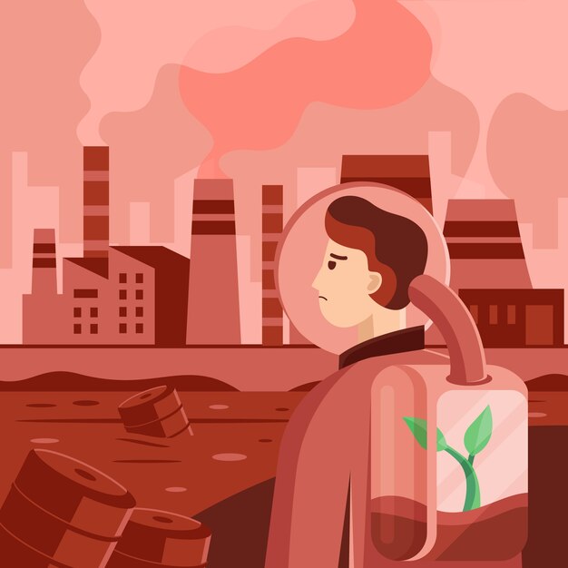 Ilustración de contaminación ambiental dibujada a mano