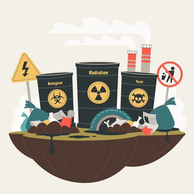 Ilustración de contaminación ambiental dibujada a mano