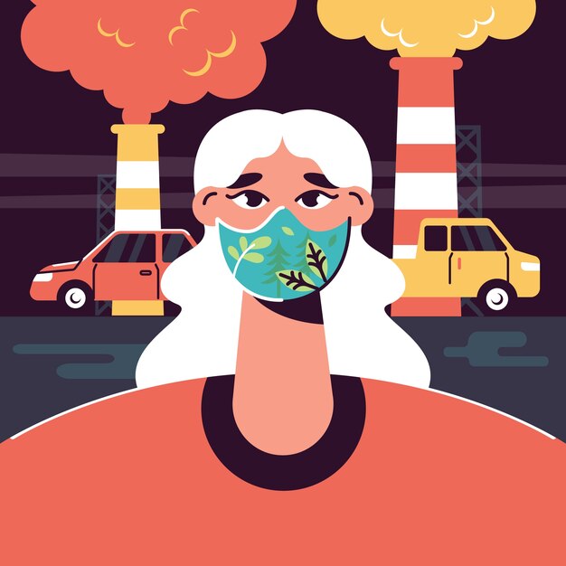 Ilustración de contaminación ambiental dibujada a mano