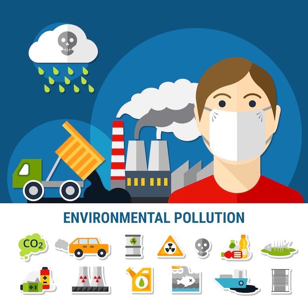 Vector gratuito ilustración de la contaminación ambiental