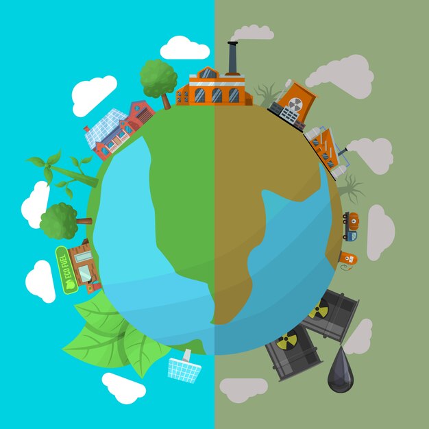 Ilustración de la contaminación ambiental