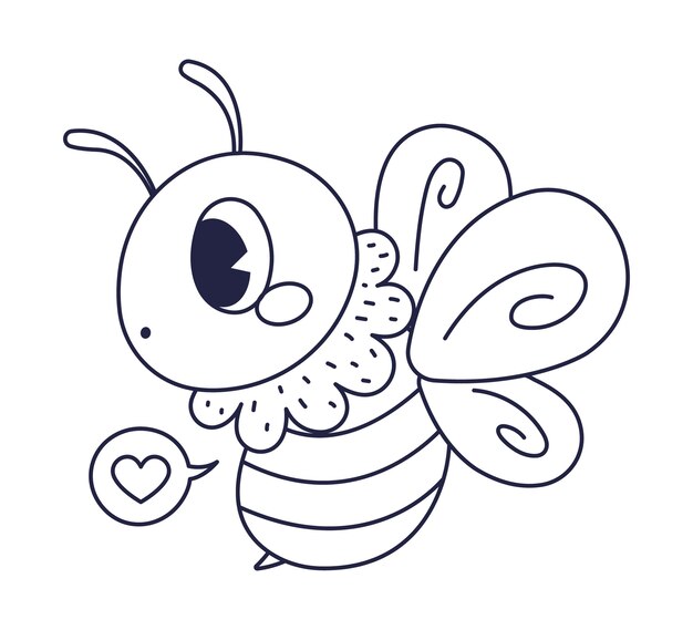 Ilustración de contorno de abeja dibujada a mano