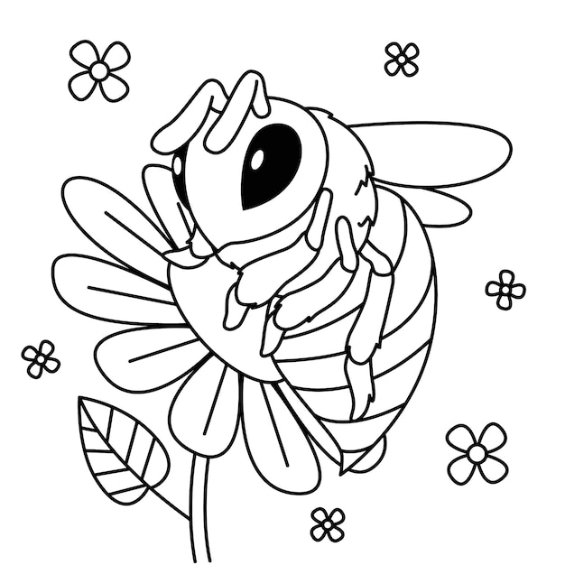 Ilustración de contorno de abeja dibujada a mano