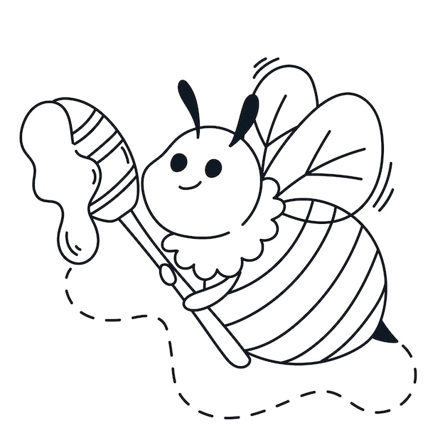 Ilustración del contorno de la abeja dibujada a mano