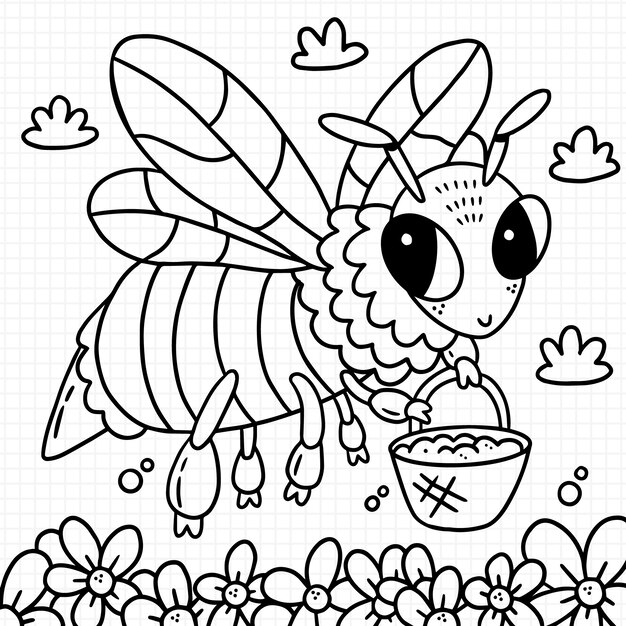 Ilustración de contorno de abeja dibujada a mano