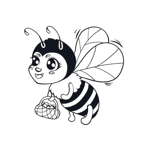 Ilustración de contorno de abeja dibujada a mano