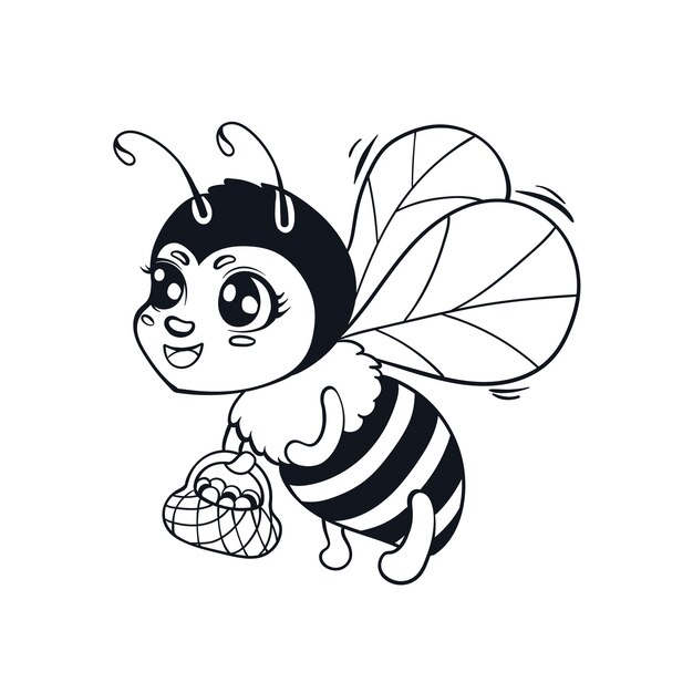 Ilustración de contorno de abeja dibujada a mano