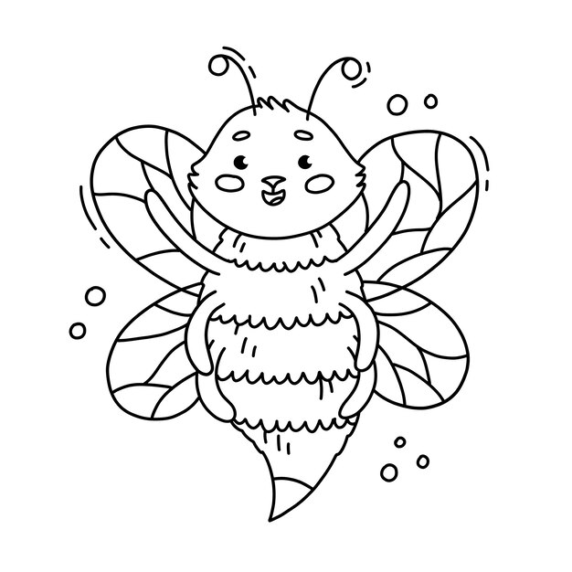 Ilustración del contorno de la abeja dibujada a mano