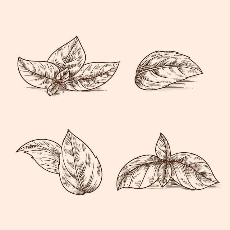 Vector gratuito ilustración de contorno de albahaca dibujada a mano