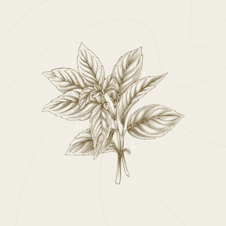 Vector gratuito ilustración del contorno de la albahaca dibujada a mano
