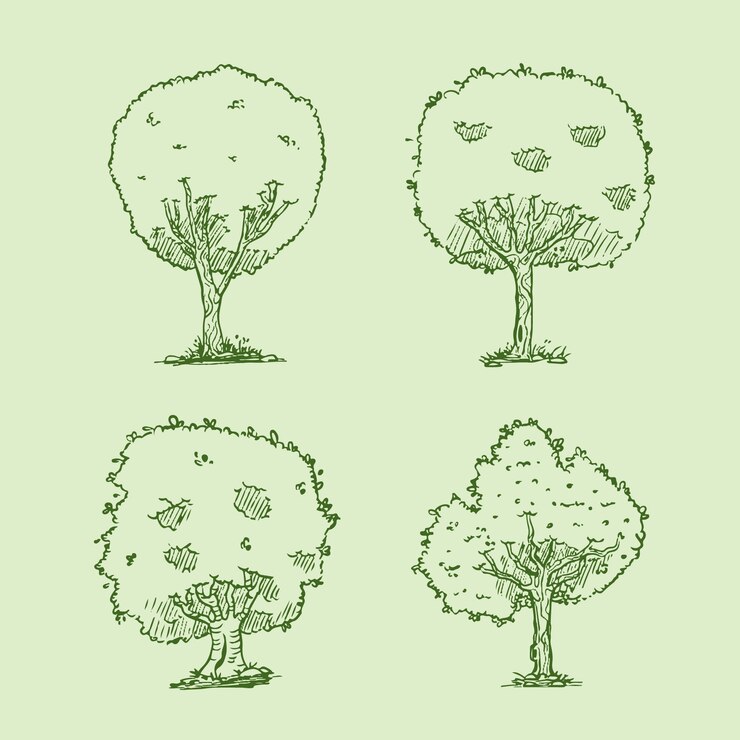 Vector gratuito ilustración del contorno de los árboles dibujados a mano