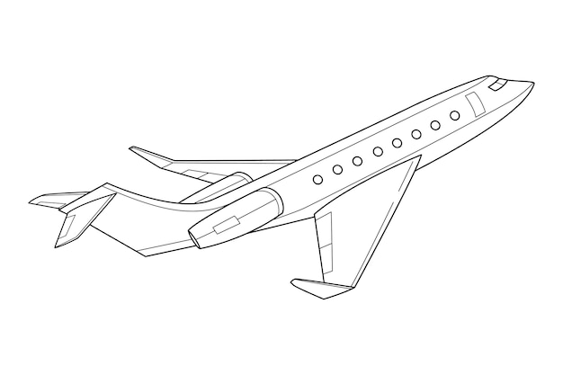 Vector gratuito ilustración de contorno de avión dibujado a mano