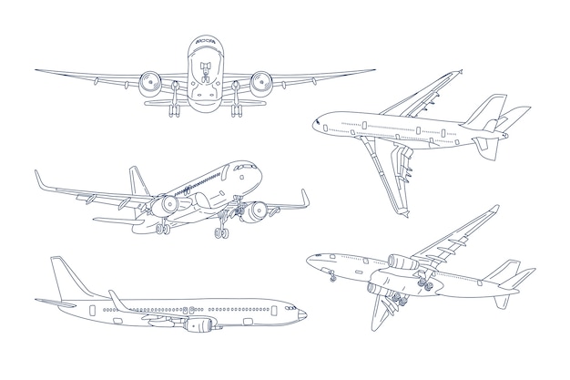 Ilustración de contorno de avión dibujado a mano