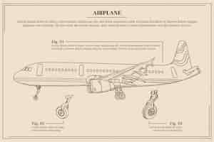 Vector gratuito ilustración de contorno de avión dibujado a mano