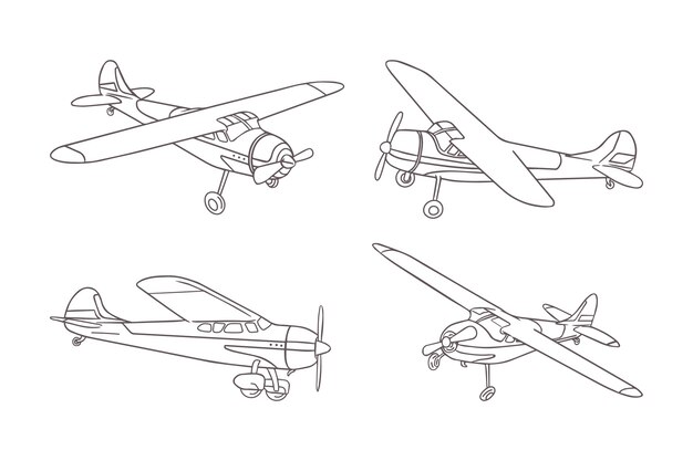 Ilustración de contorno de avión dibujado a mano