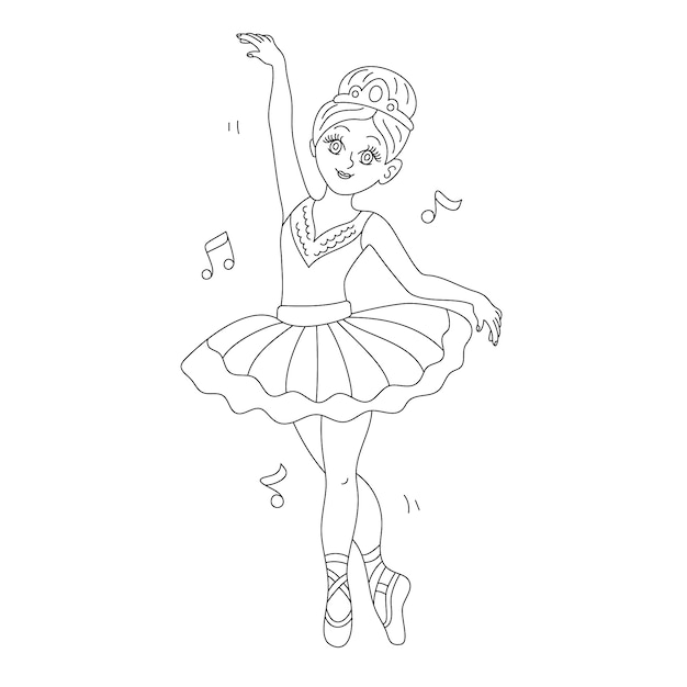 Ilustración de contorno de bailarina dibujada a mano
