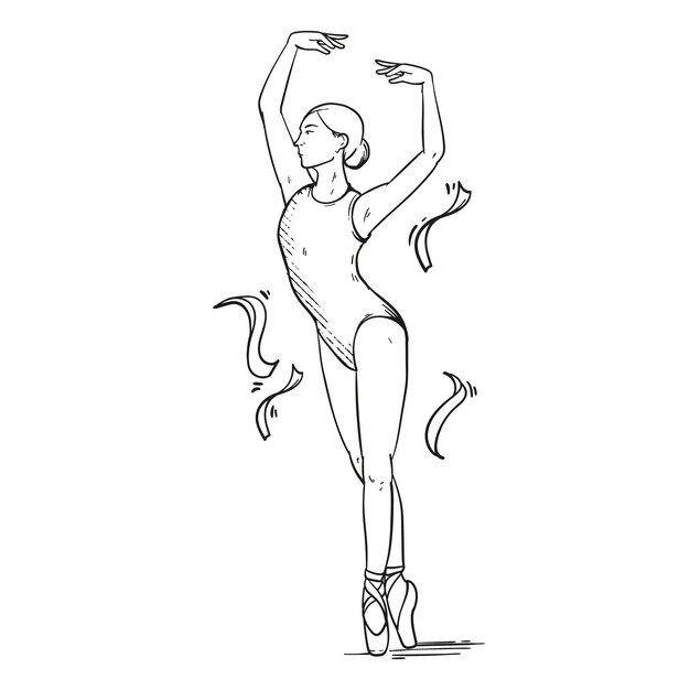Ilustración de contorno de bailarina dibujada a mano