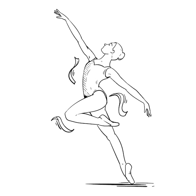 Ilustración de contorno de bailarina dibujada a mano