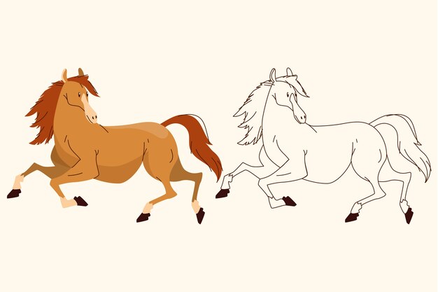 Ilustración de contorno de caballo dibujado a mano