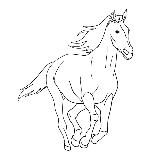 Vector gratuito ilustración de contorno de caballo dibujado a mano