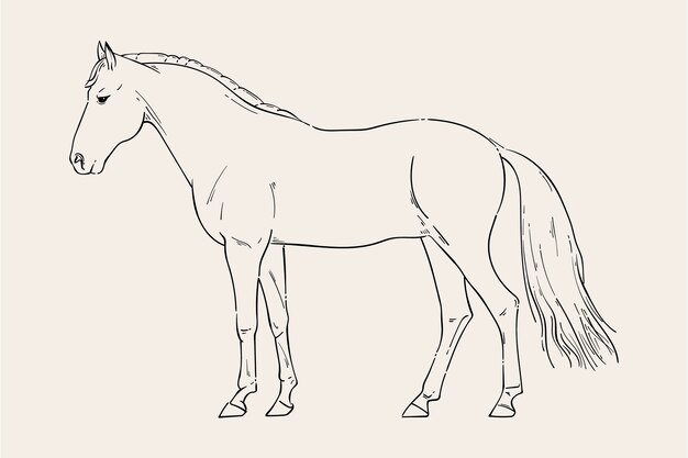 Ilustración de contorno de caballo dibujado a mano