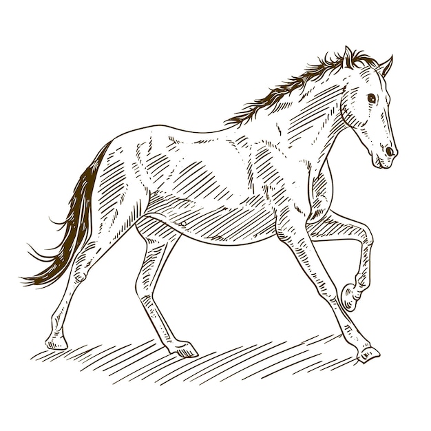 Vector gratuito ilustración de contorno de caballo dibujado a mano