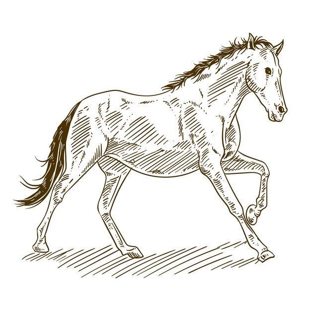Ilustración de contorno de caballo dibujado a mano