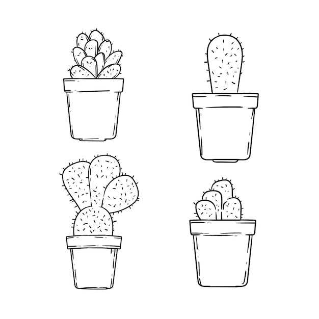 Ilustración de contorno de cactus dibujado a mano