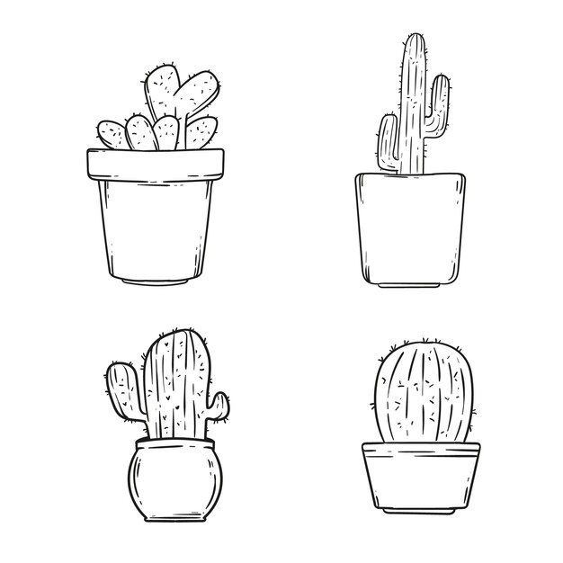 Ilustración de contorno de cactus dibujado a mano