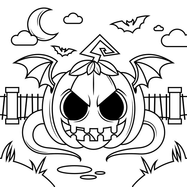 Ilustración de contorno de calabaza dibujada a mano