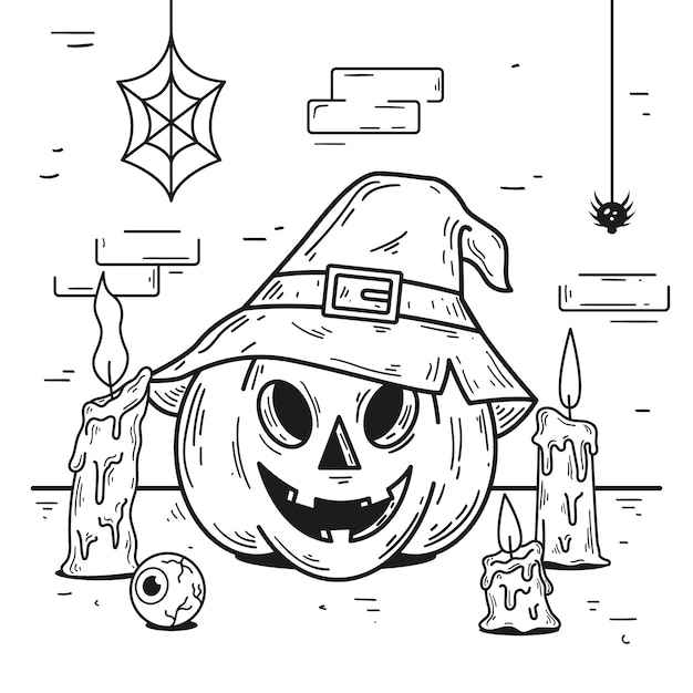 Vector gratuito ilustración de contorno de calabaza dibujada a mano