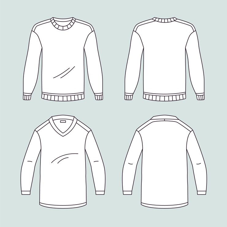 Vector gratuito ilustración de contorno de camiseta de manga larga dibujada a mano