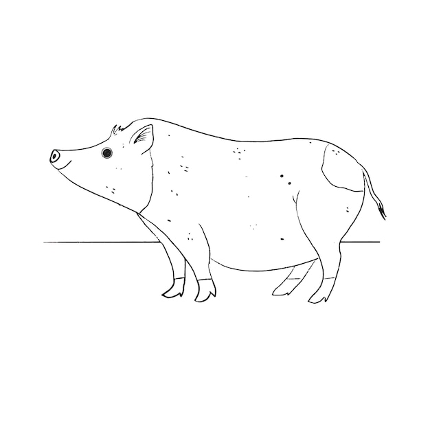 Ilustración de contorno de cerdo dibujado a mano