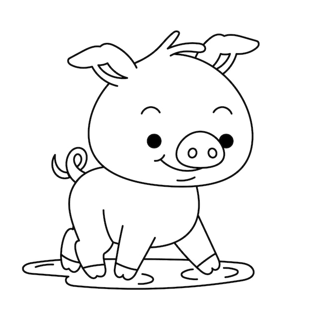 Ilustración de contorno de cerdo dibujado a mano