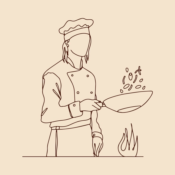 Vector gratuito ilustración de contorno de chef dibujado a mano