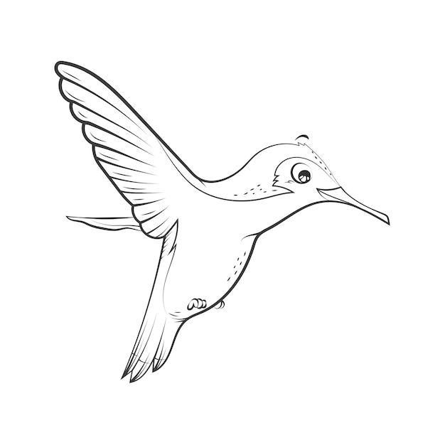 Vector gratuito ilustración de contorno de colibrí dibujado a mano