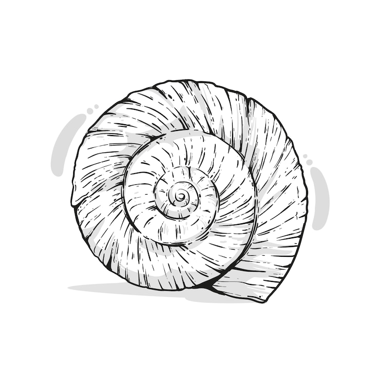 Vector gratuito ilustración de contorno de concha marina dibujada a mano