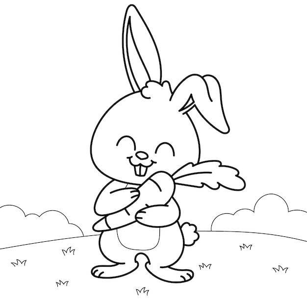 Ilustración de contorno de conejito dibujado a mano