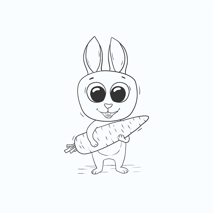 Vector gratuito ilustración del contorno del conejo dibujado a mano