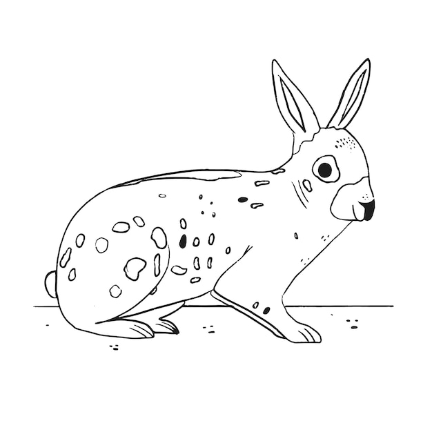 Ilustración del contorno del conejo dibujado a mano