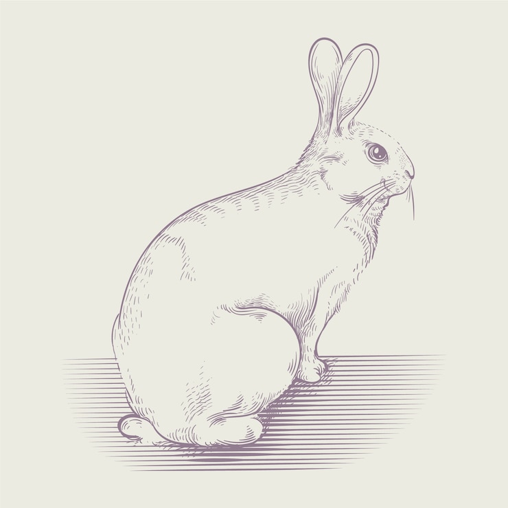 Vector gratuito ilustración del contorno del conejo dibujado a mano