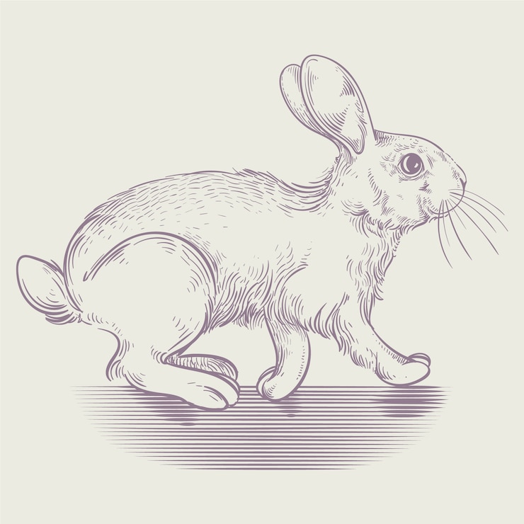 Vector gratuito ilustración del contorno del conejo dibujado a mano