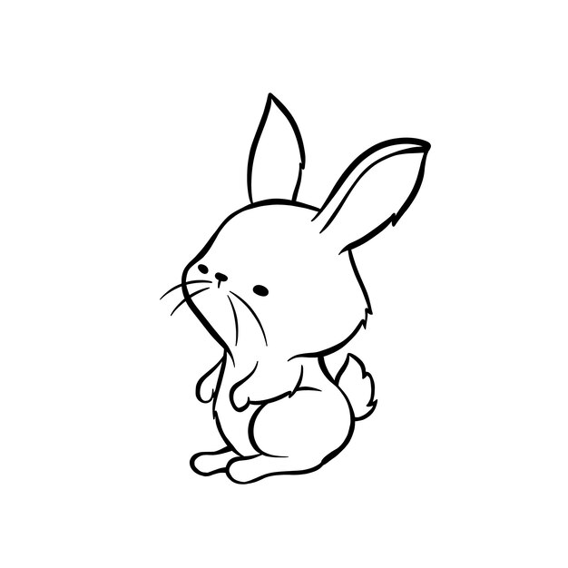 Ilustración del contorno del conejo dibujado a mano