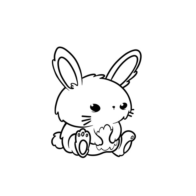 Ilustración del contorno del conejo dibujado a mano