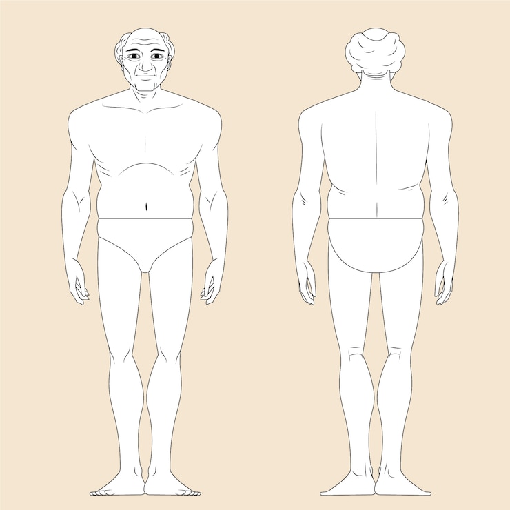 Vector gratuito ilustración de contorno de cuerpo humano dibujado a mano
